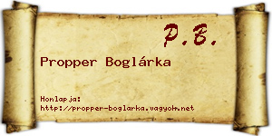 Propper Boglárka névjegykártya