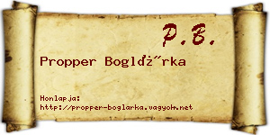 Propper Boglárka névjegykártya